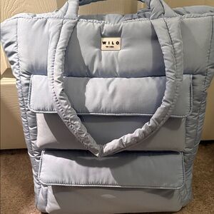 Wilo Light Blue Quilted Tote Bag